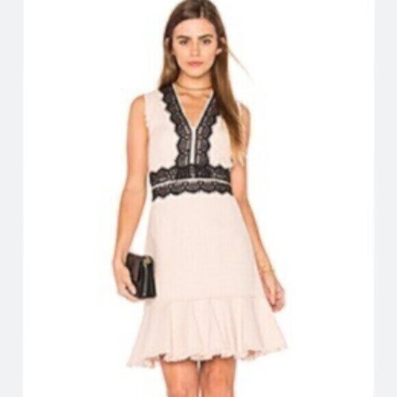 Rebecca Taylor Ballerina Pink Sleeveless Tweed Lace Dress - Picture 1 of 13